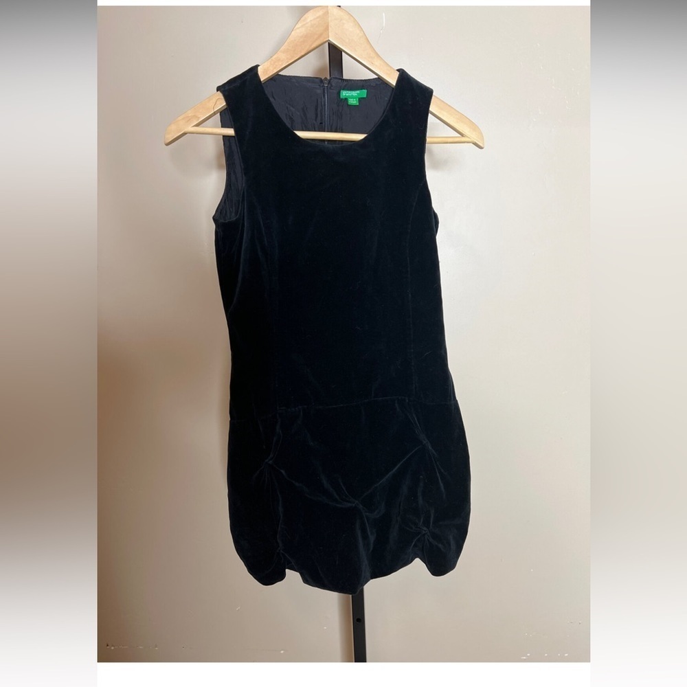 Vintage United Colors Of Benetton Black Velvet Bubble Dress Size XL Age 10-11
